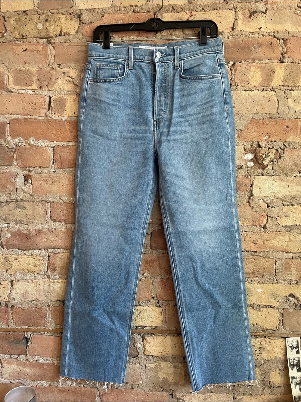 Frank & Eileen Monaghan Light Blue Straight-Leg Cropped Raw Hem Mid Rise Jeans
